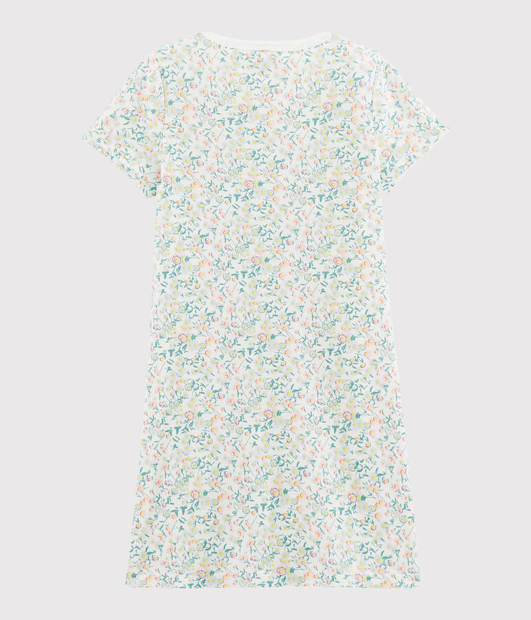Chemise de nuit petite fille en c&ocirc;te blanc MARSHMALLOW/blanc MULTICO