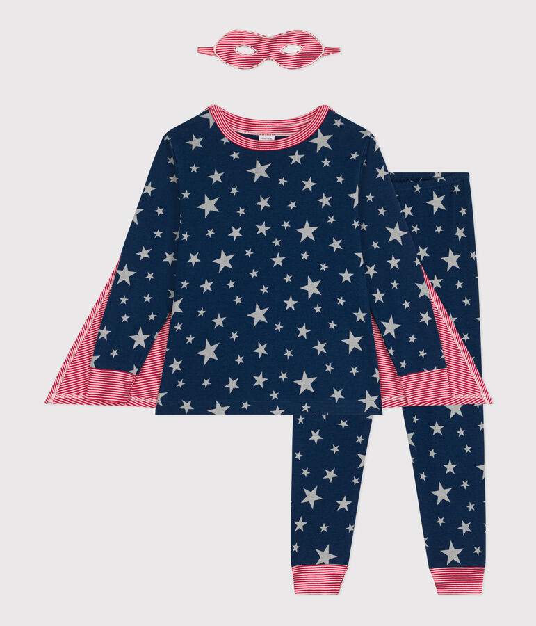 Pyjama d&eacute;guisement phosphorescent en coton enfant bleu/multicouleur