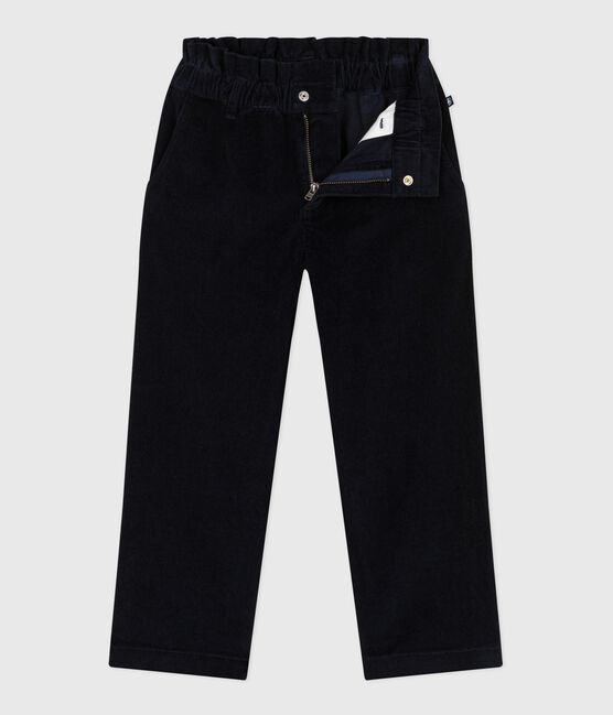 Pantalon enfant en velours uni bleu SMOKING