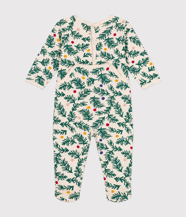 Pyjama en molleton gratt&eacute; imprim&eacute; sapin de No&euml;l b&eacute;b&eacute; &eacute;cru/multicouleur