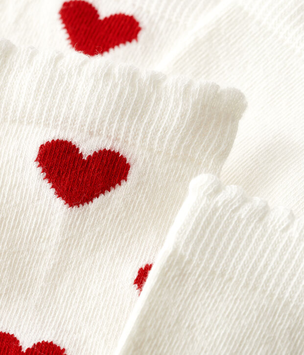 2 paires de chaussettes enfant en coton imprim&eacute; c&oelig;ur multicouleur