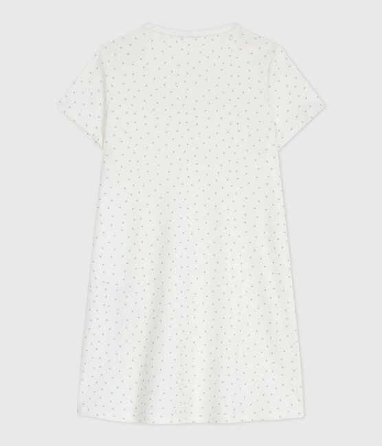 Chemise de nuit enfant en coton manches courtes imprimé cœurs blanc MARSHMALLOW/ HERBIER