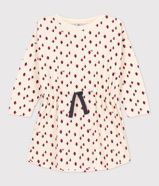 Robe manches longues à imprimé en tubique enfant fille blanc AVALANCHE/ MULTICO