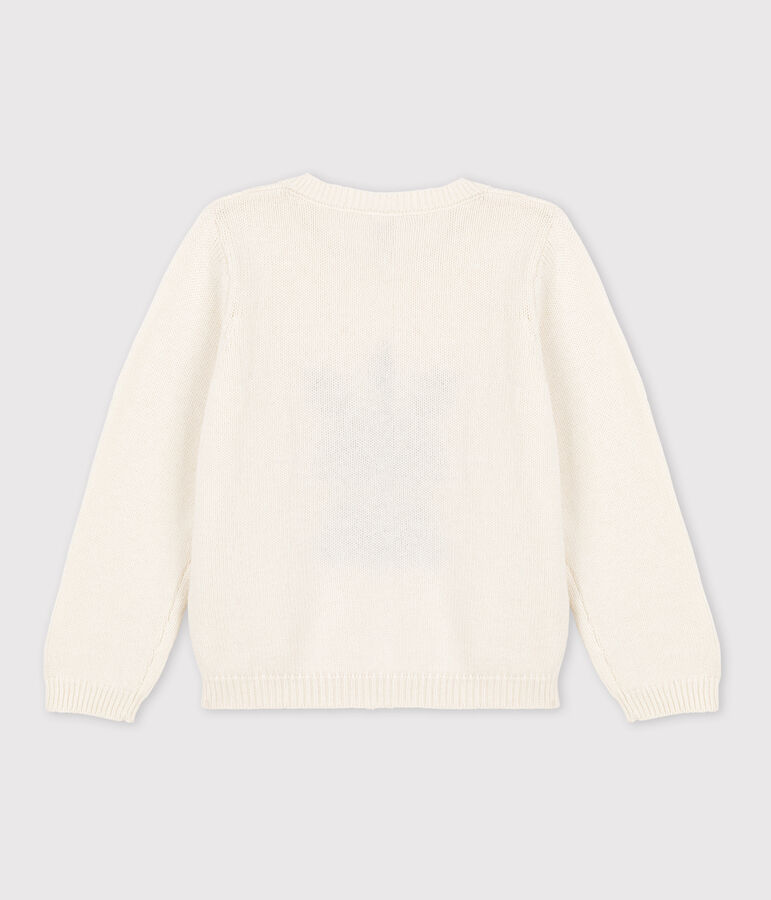 Pull en laine et coton enfant gar&ccedil;on blanc MARSHMALLOW/blanc MULTICO