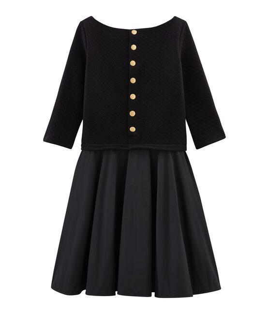 Robe bi-matière manches longues femme noir NOIR