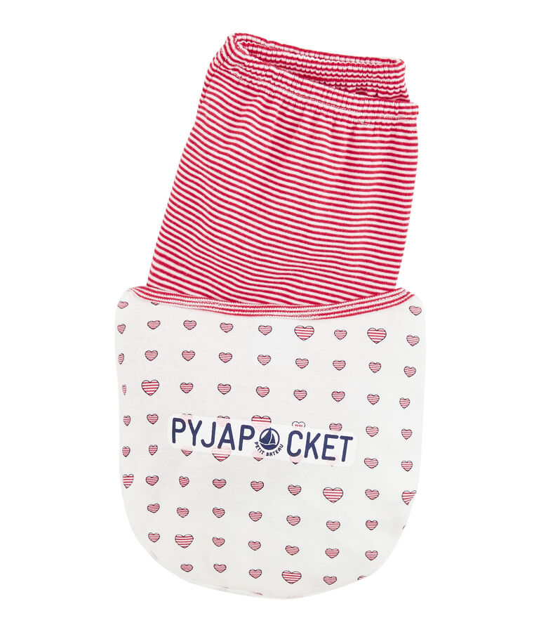 Pyjacourt petite fille en c&ocirc;te blanc MARSHMALLOW/blanc MULTICO