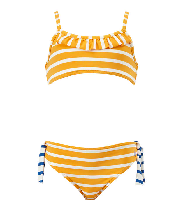 Maillot de bain fille 2 pi&egrave;ces jaune/blanc