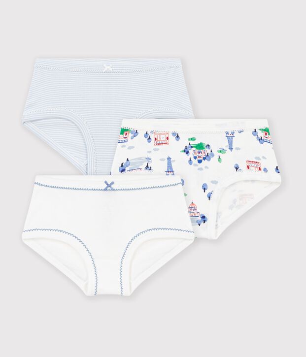 Lot de culottes enfant en coton taille haute imprim&eacute; Paris multicouleur