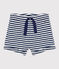 Short bébé en jersey flammé rayé bleu MEDIEVAL/blanc MARSHMALLOW