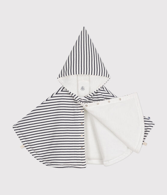 Cape à capuche rayée en coton bébé blanc MARSHMALLOW/bleu SMOKING