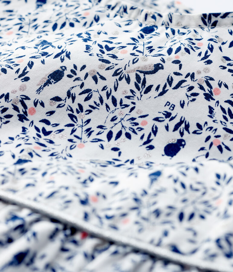 Blouse manches courtes en popeline b&eacute;b&eacute; fille blanc MARSHMALLOW/blanc MULTICO