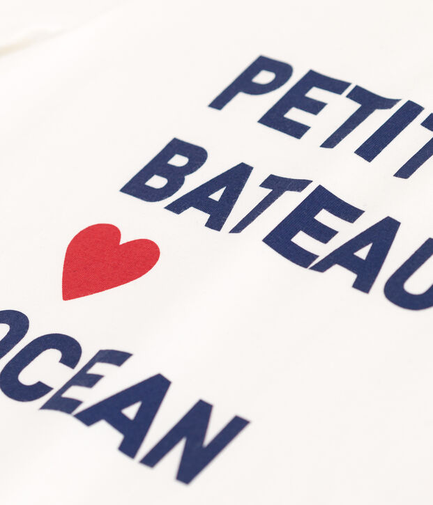 Teeshirt enfant mixte en coton manches courtes imprim&eacute; blanc