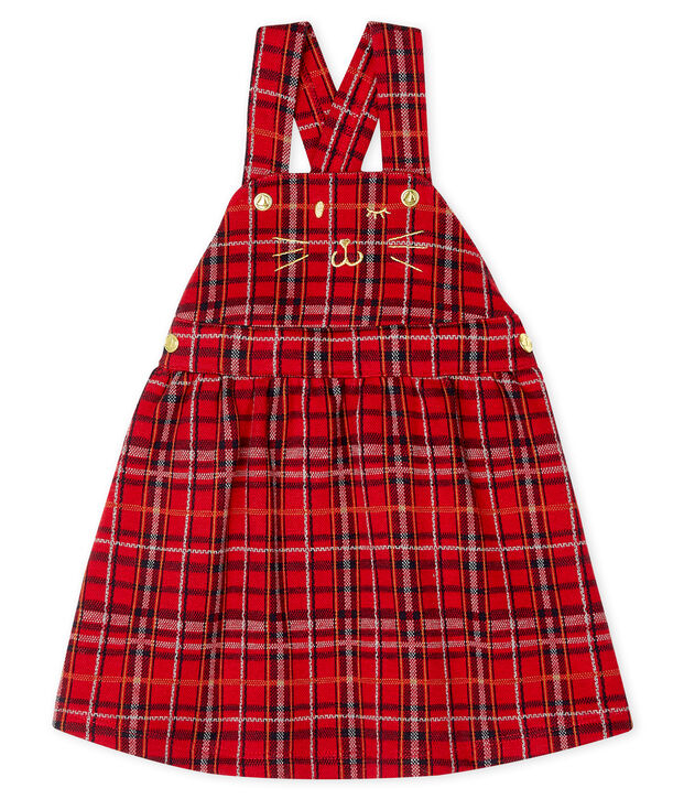 Robe salopette &agrave; carreaux b&eacute;b&eacute; fille rouge/multicouleur