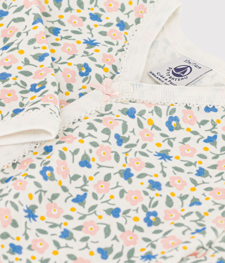 Dors-bien sans pieds fleurs en coton blanc MARSHMALLOW/blanc MULTICO