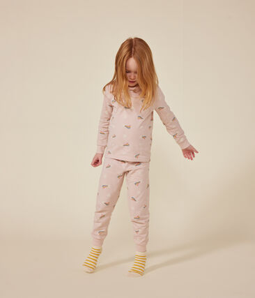 Pyjama en molleton gratté imprimé étoiles et cœurs enfant