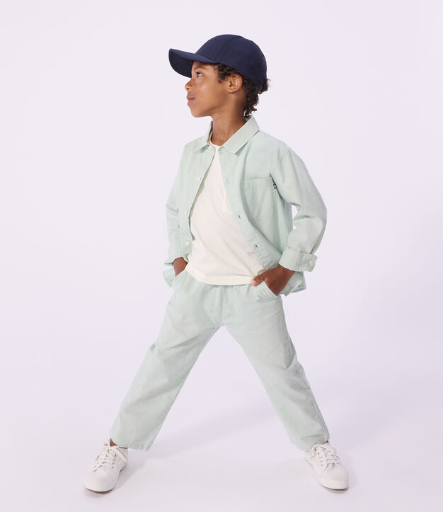 Pantalon enfant en coton lin vert clair