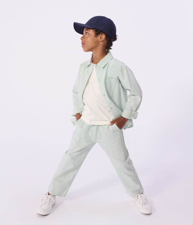 Pantalon enfant en coton lin vert