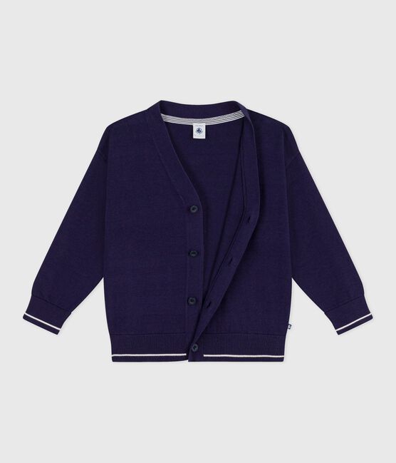 Cardigan enfant en coton uni bleu SOIR
