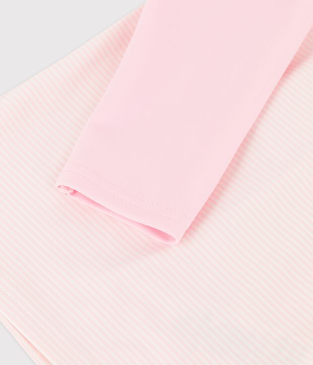 Tee-shirt anti-UV &eacute;coresponsable b&eacute;b&eacute; fille/gar&ccedil;on rose/blanc