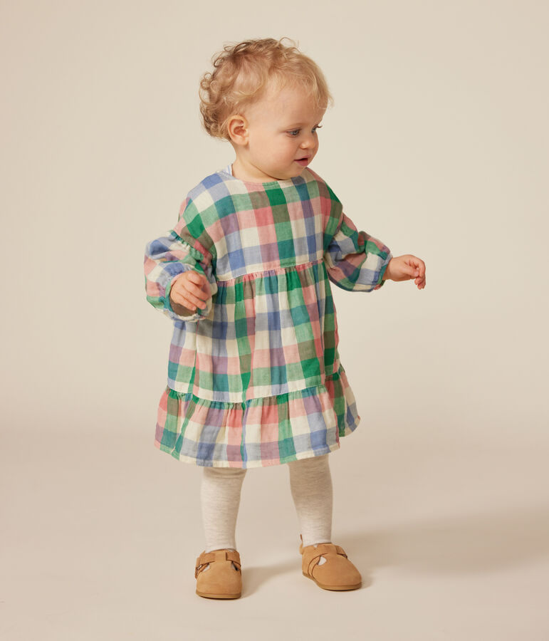 Robe manches longues en gaze de coton b&eacute;b&eacute; blanc AVALANCHE/ MULTICO