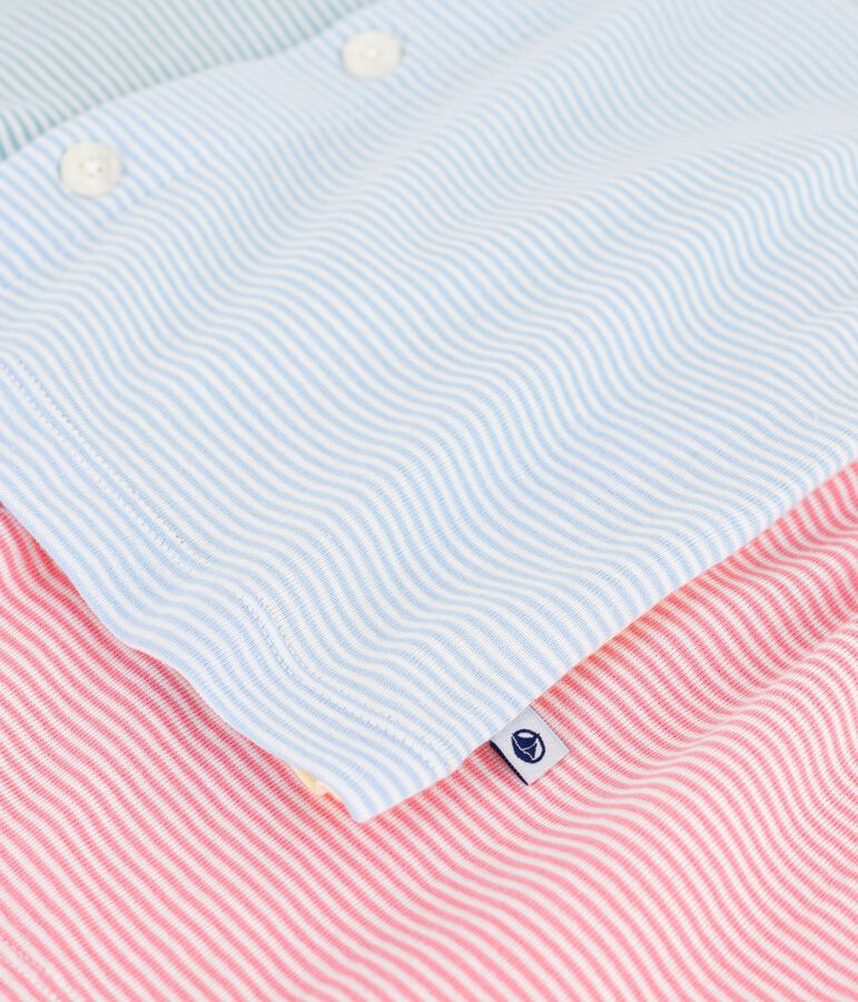 Pyjama short boutonn&eacute; enfant en coton &agrave; rayures blanc MARSHMALLOW/blanc MULTICO