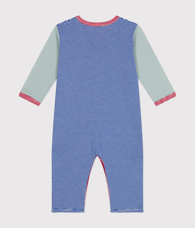Pyjama sans pieds en coton ray&eacute; b&eacute;b&eacute; bleu CALVIN/ MARSHMALLOW