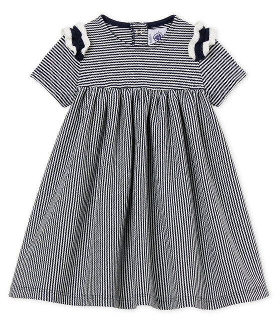 Robe Manches Courtes Milleraies Bebe Fille Smoking Marshmallow Petit Bateau