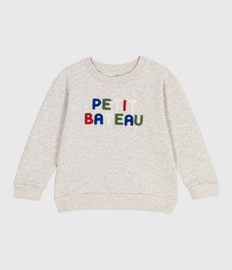 Sweatshirt enfant mixte en coton gris BELUGA CHINE