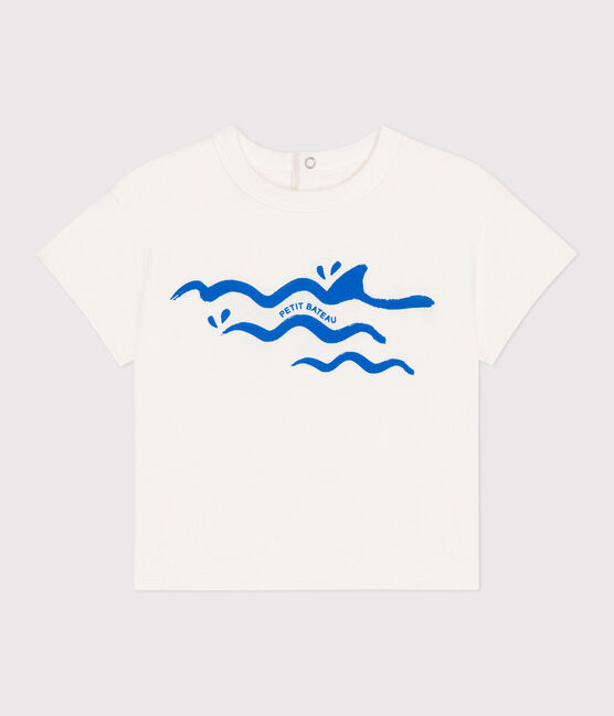 T-shirt bébé en coton à manches courtes uni bleu MARSHMALLOW/ PORCELANA