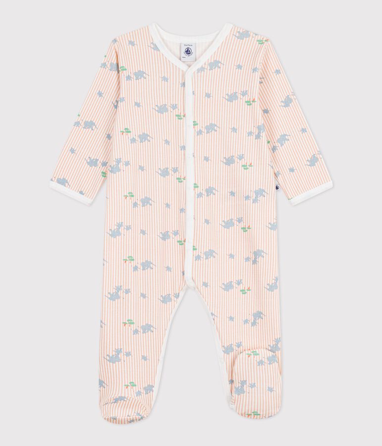 Pyjama b&eacute;b&eacute; en coton imprim&eacute; &eacute;l&eacute;phants blanc MARSHMALLOW/blanc MULTICO