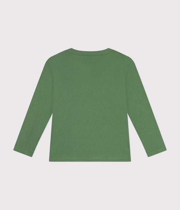 Tee-shirt manches longues en c&ocirc;te enfant fille / gar&ccedil;on vert