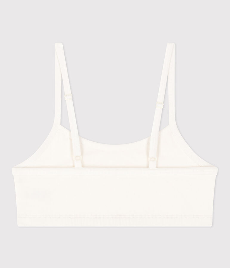 Brassi&egrave;re unie en coton et &eacute;lasthanne femme blanc MARSHMALLOW