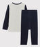 Pyjama motif montagne petit garçon en velours beige MONTELIMAR/blanc MULTICO