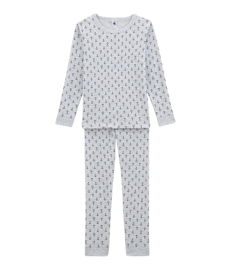 Pyjama petit gar&ccedil;on coupe ajust&eacute;e gris/bleu