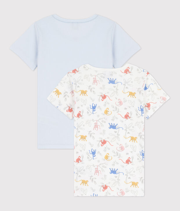 Lot de 2 t-shirts manches courtes petite fille en coton multicouleur