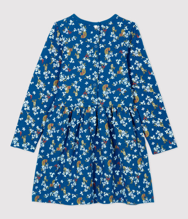 Robe manches longues en molleton enfant fille bleu/multicouleur