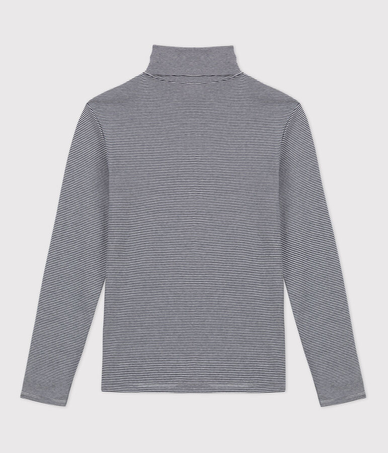 Tee-shirt col roul&eacute; L'ICONIQUE en coton BIO Femme bleu SMOKING/blanc MARSHMALLOW