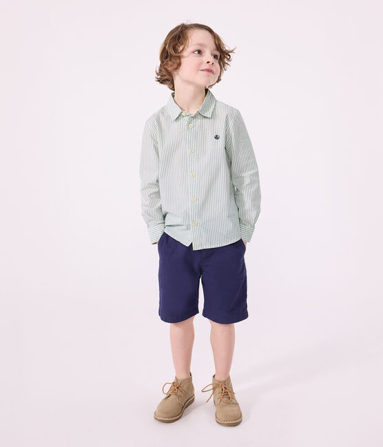 Chemise enfant en coton manches longues à rayures PAUL/ ECUME