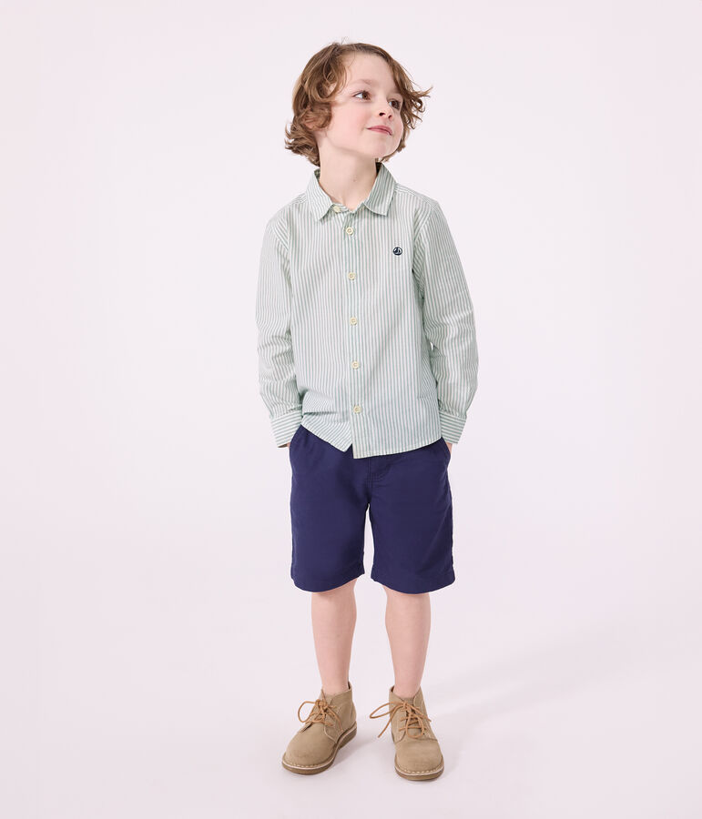 Chemise enfant en coton manches longues &agrave; rayures PAUL/ ECUME