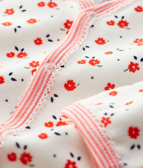 Dors-bien bébé imprimé fleurs en velours blanc MARSHMALLOW/blanc MULTICO