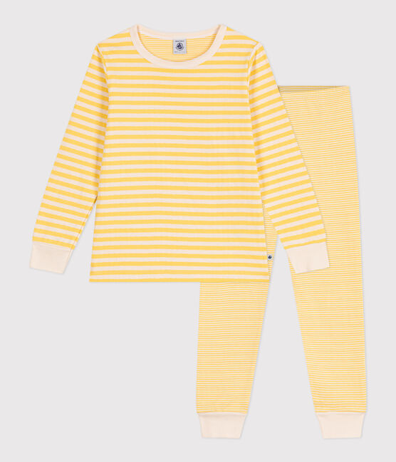 Pyjama enfant en tubique à rayures ORGE/ AVALANCHE