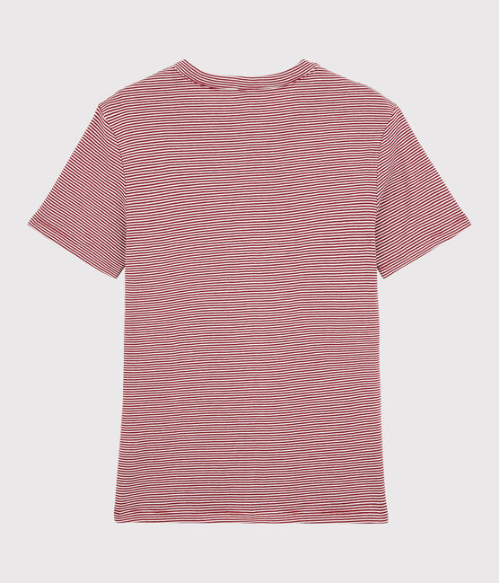 T-shirt col rond iconique en coton rayé Femme rouge SANGRIA/ MARSHMALLOW