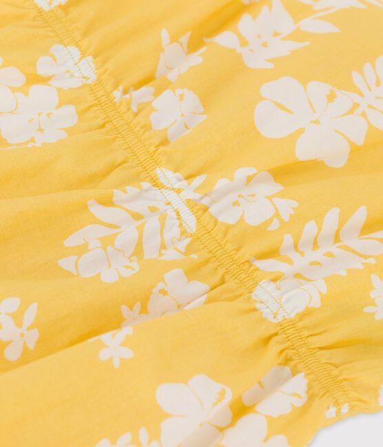 Combicourt imprimé Hawaï en popeline bébé jaune ORGE/blanc MARSHMALLOW