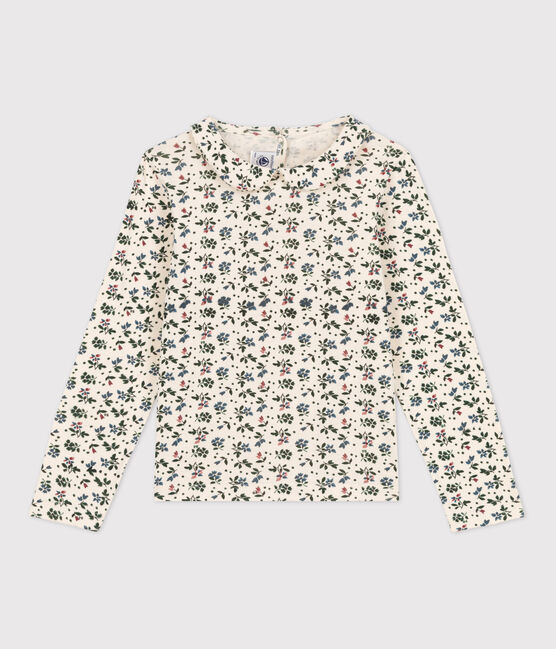 Tee-shirt fleuri à manches longues en coton enfant fille blanc AVALANCHE/ MULTICO