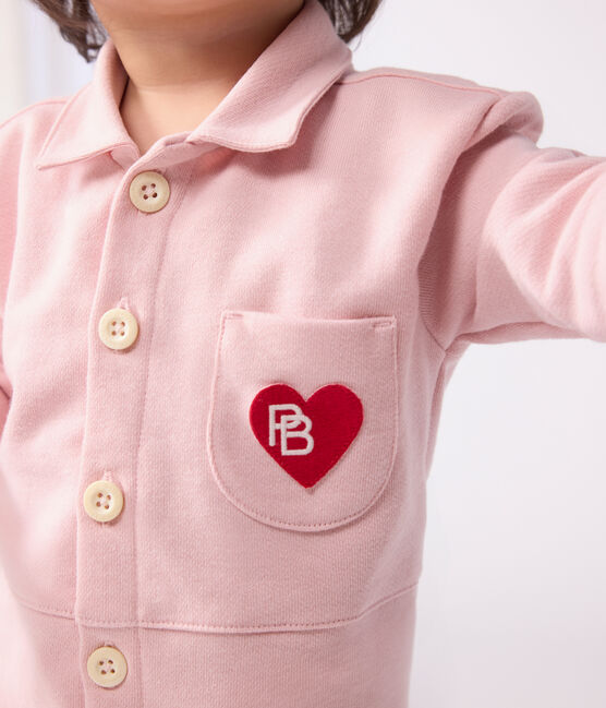Combinaison longue bébé en coton uni, style pompiste rose JOLI