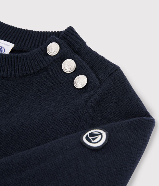 Pull en laine et coton enfant bleu SMOKING