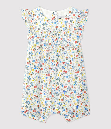 PETIT BATEAU - Combinaison courte imprimé fleuri en popeline bébé