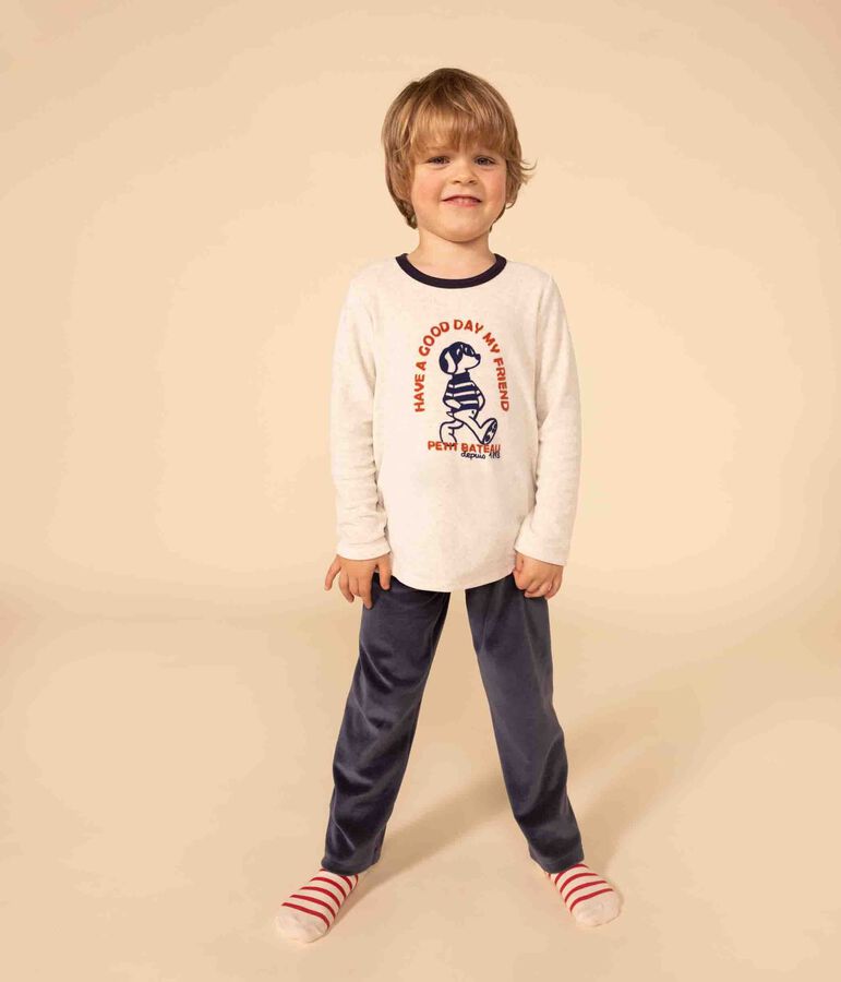Pyjama en velours enfant bleu SMOKING/blanc MULTICO