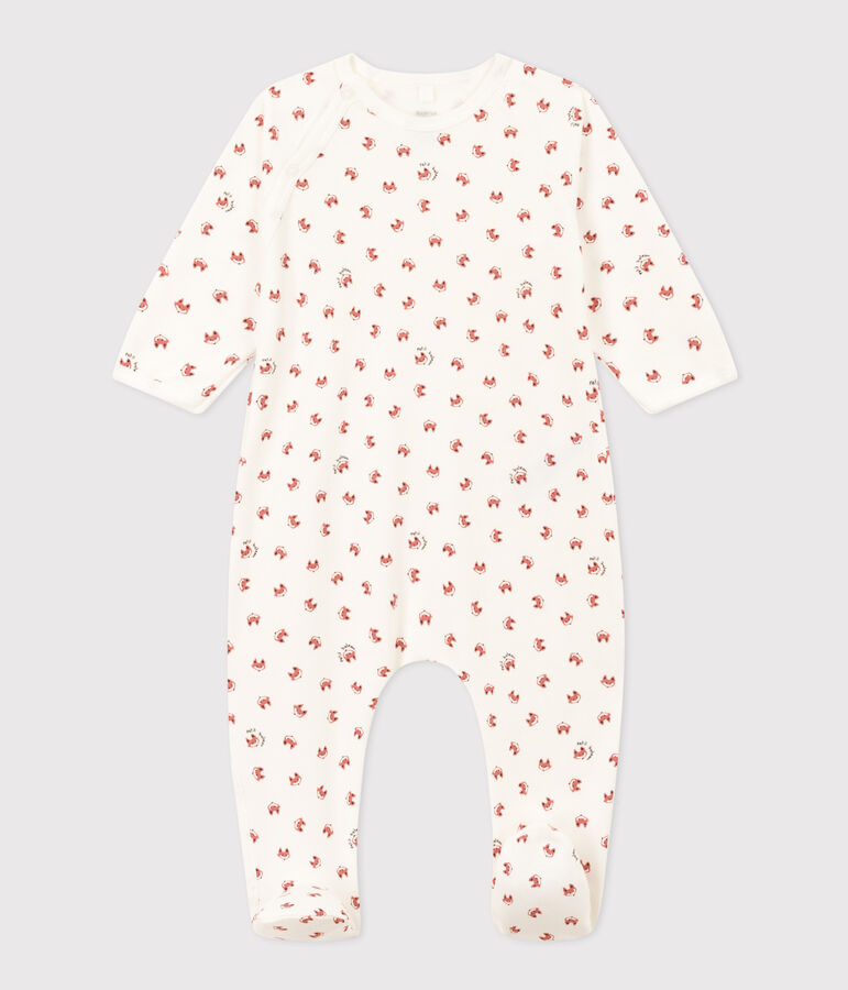 Pyjama b&eacute;b&eacute; imprim&eacute; en molleton blanc MARSHMALLOW/blanc MULTICO
