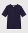 Tee-shirt femme en coton manches courtes uni bleu SMOKING